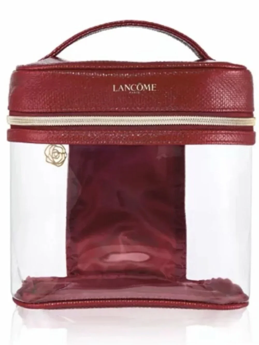 Lancome Paris Clear and Red Cosmetic Bag OS NWT